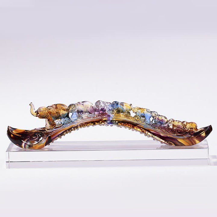 Decoración del hogar hecha a mano de Liuli Crystal Ruyi Elephant Art Piece con base de cristal - image 8