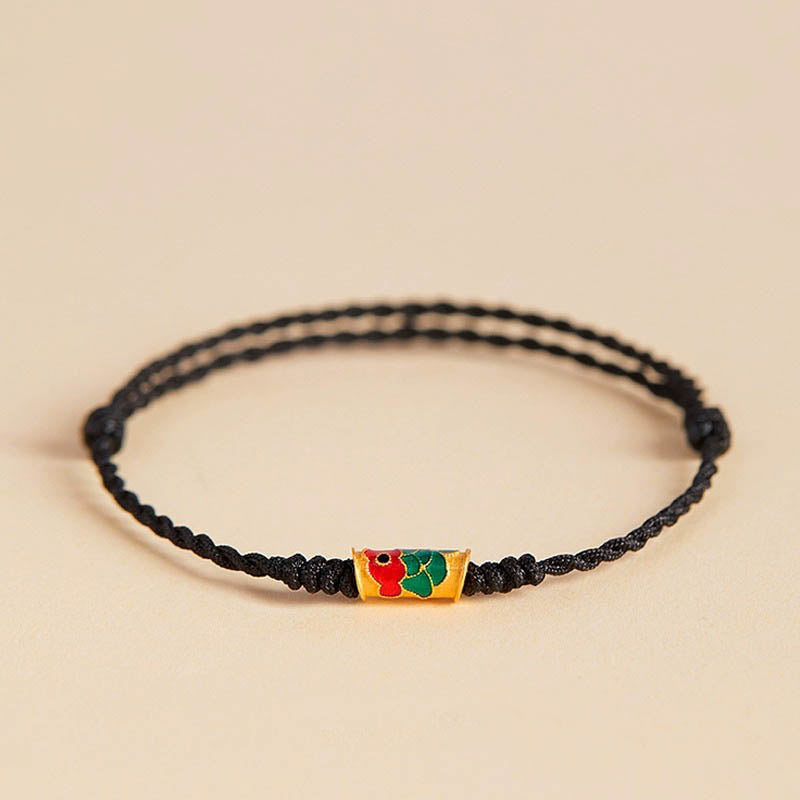 Pulsera de cuerda trenzada hecha a mano con Buddha Stones, pez Koi, prosperidad y prosperidad