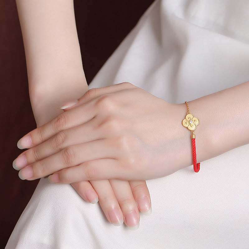 Pulsera de la suerte con circonitas y trébol de cuatro hojas chapada en plata de ley 925 con Buddha Stones