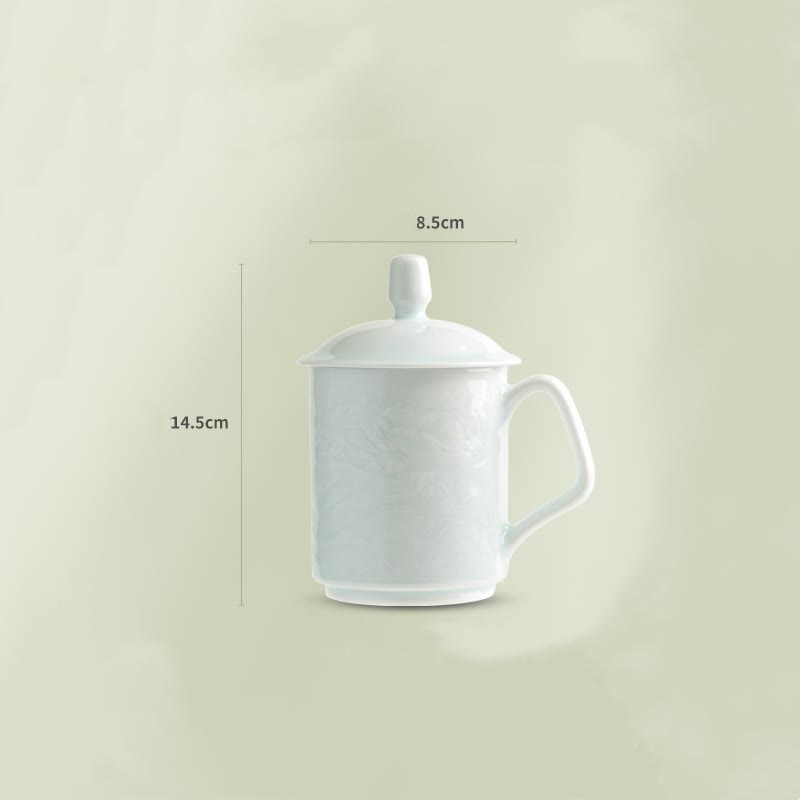 Buddha Stones Jingdezhen, porcelana blanca hecha a mano, gran pared, paisaje, taza de té de cerámica grabada, taza de oficina, tazas de té