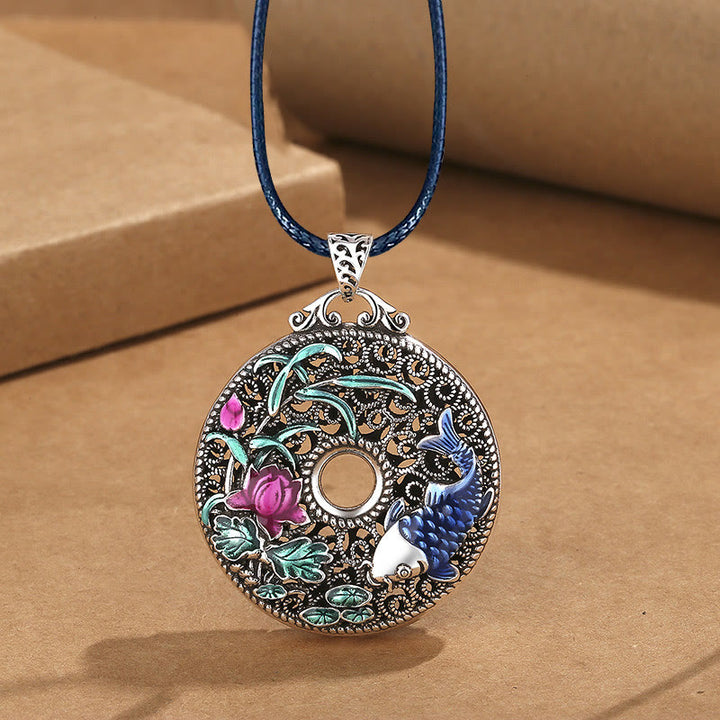 Buddha Stones Koi pez loto paz hebilla Fu carácter riqueza suerte collar colgante