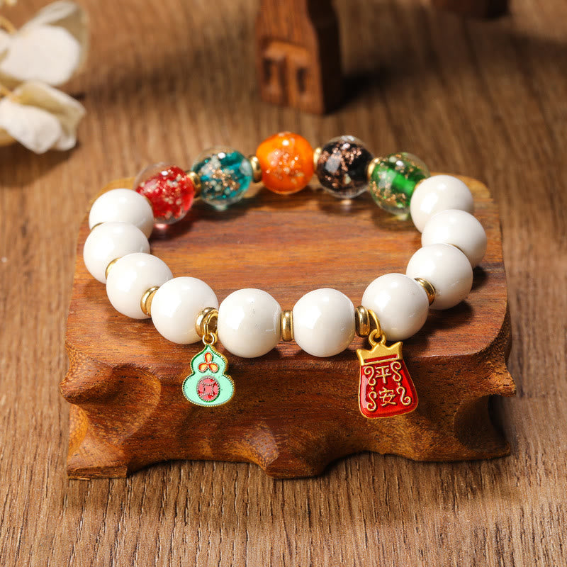 Buddha Stones, incienso tibetano, ceniza de porcelana, luminosa, fluorescente, Liuli, cuentas de cristal, calabaza, moneda de cobre, pulsera de la paz