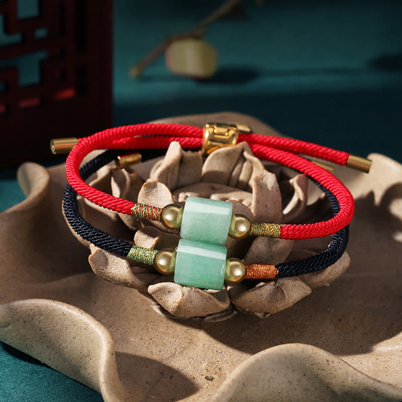 Pulsera de cuerda trenzada hecha a mano con Buddha Stones, Aventurina verde, piedra roja, malaquita, protección de la suerte, Tíbet
