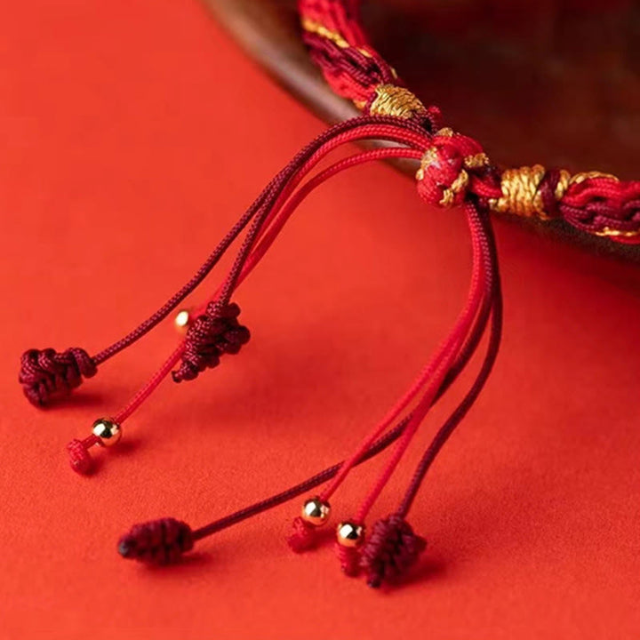 Pulsera trenzada de cuerda de protección con nudo de reencarnación hecha a mano dioses de la riqueza de cinco direcciones con piedras de Buddha Stones