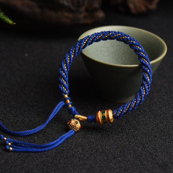 Pulsera de cadena colorida con cuentas de rueda de oración de la suerte hecha a mano tibetana con Buddha Stones