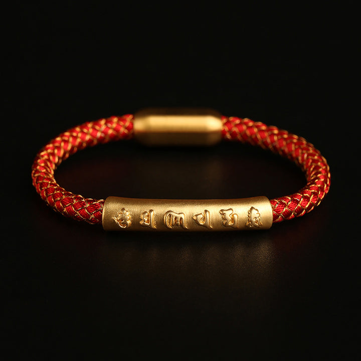 Pulsera con hebilla magnética trenzada a escala de dragón con protección Om Mani Padme Hum de plata de ley 999 hecha a mano con Buddha Stones