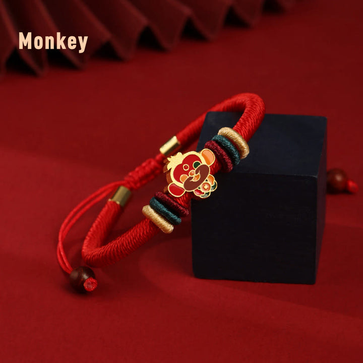 Pulsera roja trenzada de la suerte del zodíaco chino, hecha a mano, de Plata de Ley 925 con Buddha Stones , Año del Dragón