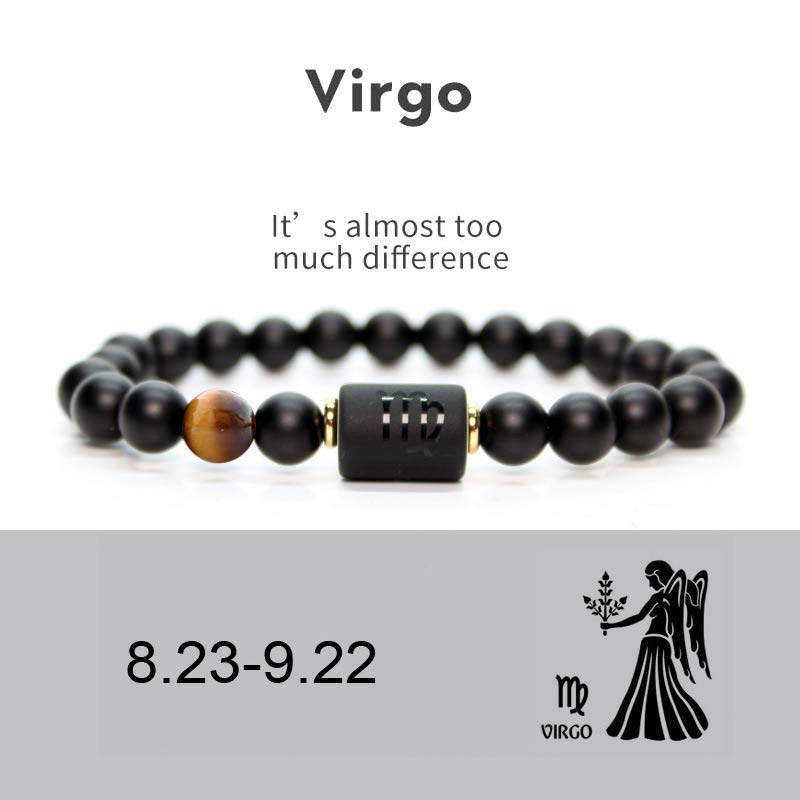 Pulsera Ajustable de Ónix Negro 12 Constelaciones del Zodíaco Buddha Stones