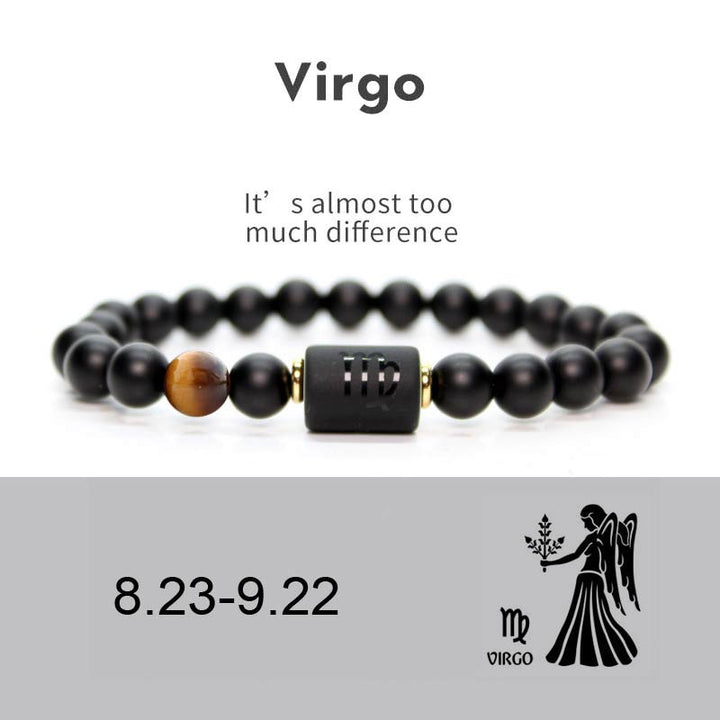 Pulsera Ajustable de Ónix Negro 12 Constelaciones del Zodíaco Buddha Stones