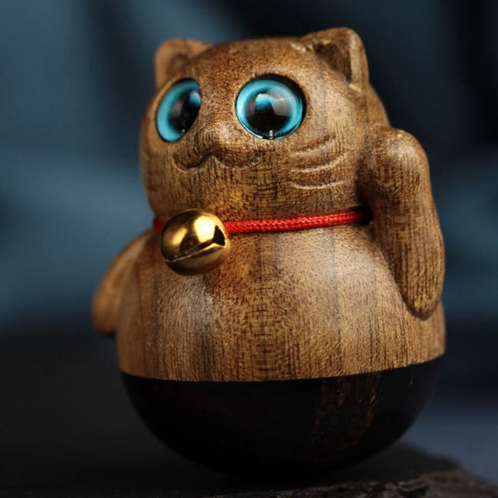 Buddha Stones Mini gato de la suerte gatito Phoebe Zhennan decoración de bendición de madera - image 10