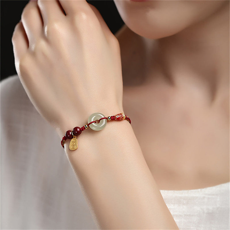 Pulsera de plata de ley 925 con Buddha Stones , pez koi, jade hetiano, hebilla de la suerte