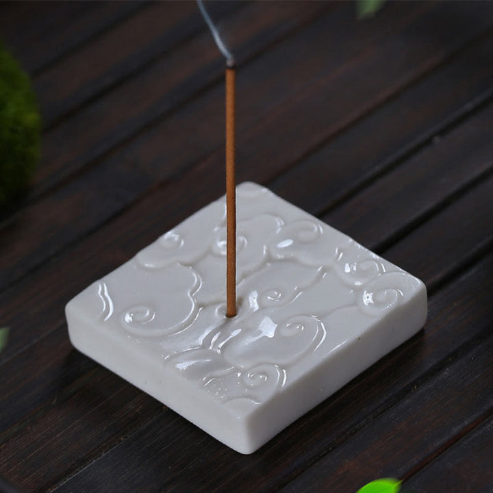 Buddha Stones, Mini diseño de nubes propicias, palo curativo, decoración de quemador de incienso pequeño de cerámica