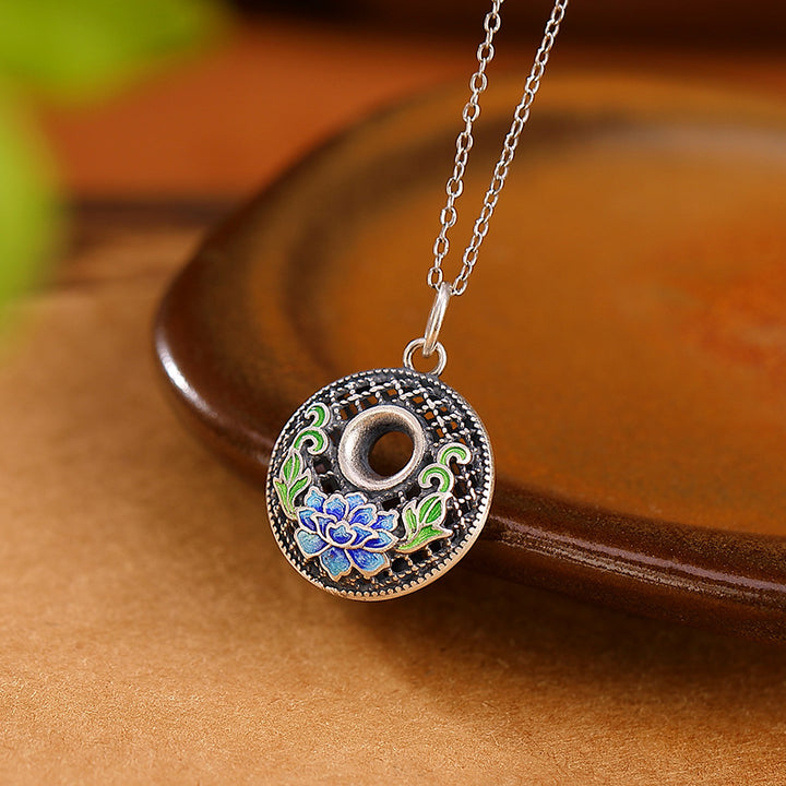 Collar con colgante de plata de ley 999 con Buddha Stones , diseño de pez Koi Fu con hebilla de loto y paz