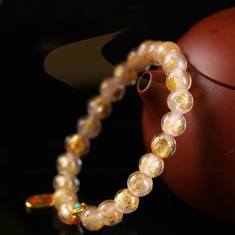 Buddha Stones, incienso tibetano, ceniza Liuli, cuentas de cristal, pulsera con dije de personaje Lucky Fortune Fu