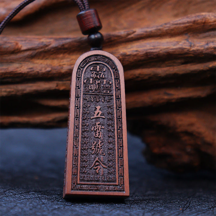 Buddha Stones, relámpago, madera de azufaifo, taoísta, orden de cinco truenos, colgante de collar de protección de la suerte