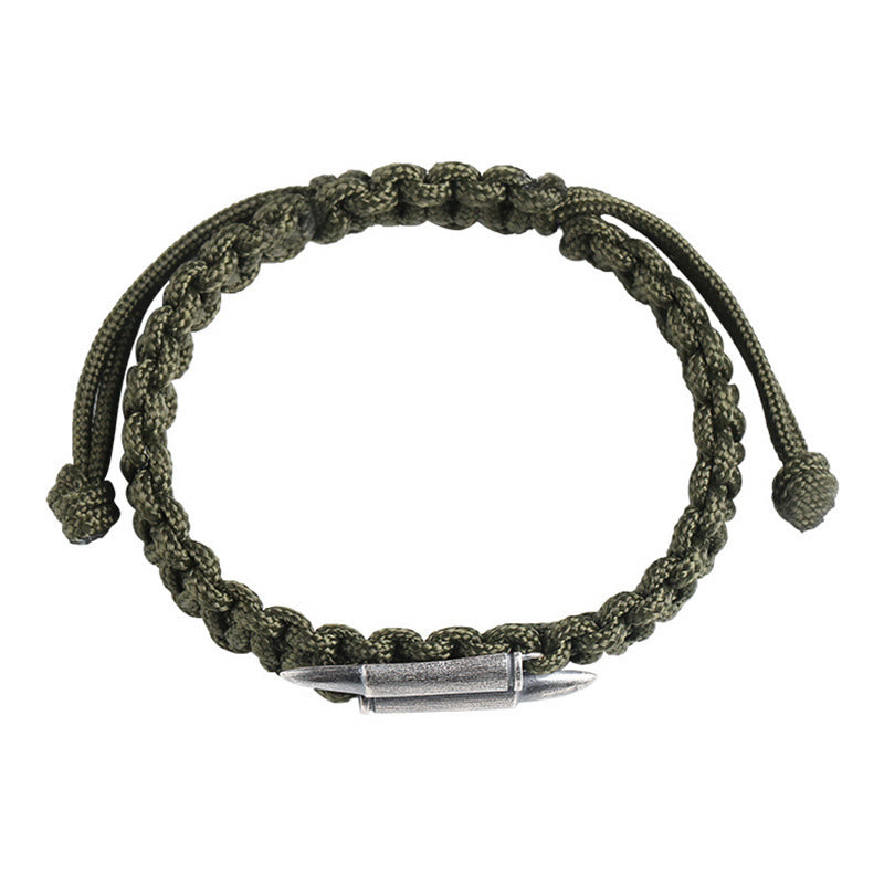 Pulsera de cuerda trenzada con diseño de bala de plata de ley 925 con Buddha Stones