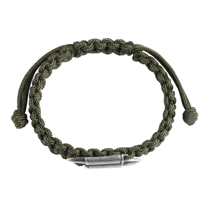 Pulsera de cuerda trenzada con diseño de bala de plata de ley 925 con Buddha Stones