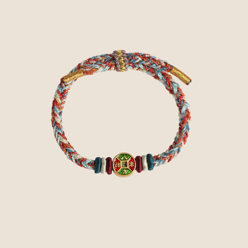❗❗❗Una venta flash: Buddha Stones, cuerda colorida, la riqueza viene de todas las direcciones, pulsera de la suerte hecha a mano con ocho hilos y nudo de la paz