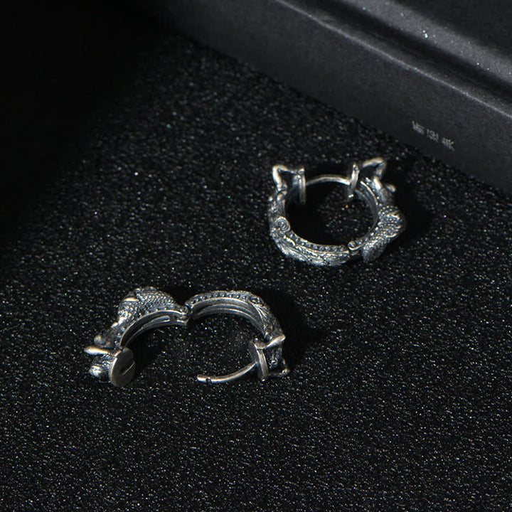 Pendientes de aro con diseño de dragón y Buddha Stones en plata de ley 925 - image 6