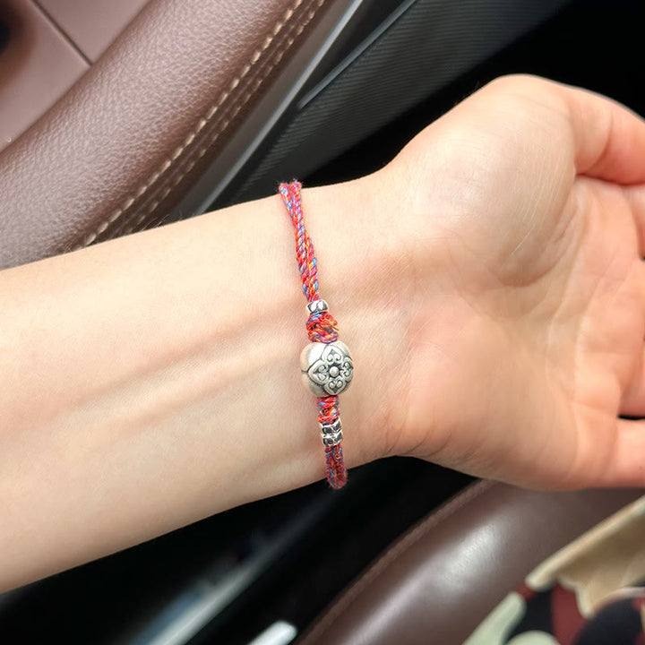 Pulsera Trenzada Multicolor De La Suerte Caqui De Plata De Ley 999 Con Buddha Stones