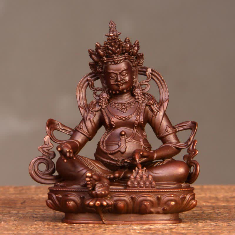Estatuilla amarilla de Jambhala Bodhisattva, estatua de cobre de compasión, decoración para el hogar y la Oficina