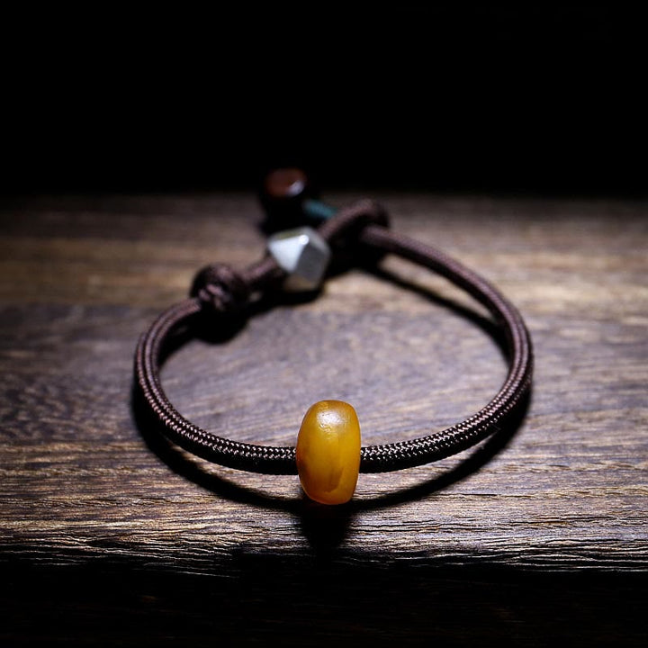 Pulsera de ansiedad transparente con Buddha Stones , Plata de Ley 925, zodíaco chino, Buda natal, ámbar Natural - Gallo-Acalanatha - 22 centímetros - image 0