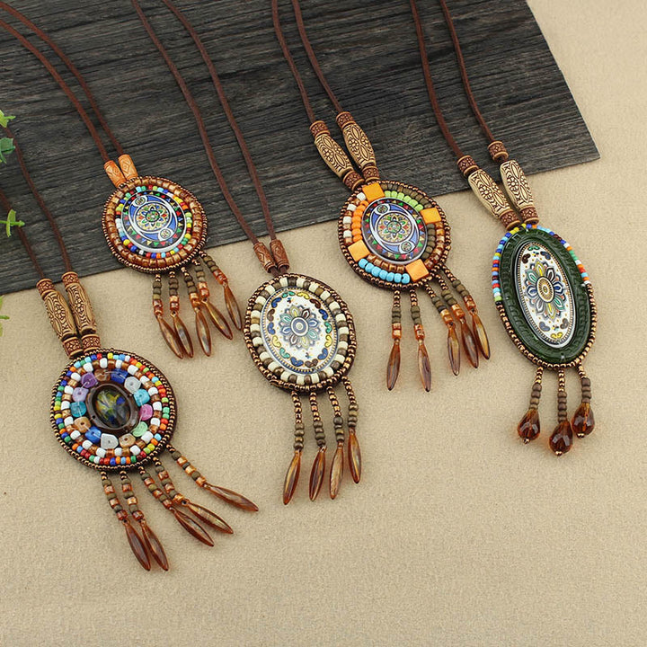 Colgante de collar de creatividad con cuentas de patrón de mandala de Buddha Stones - image 0