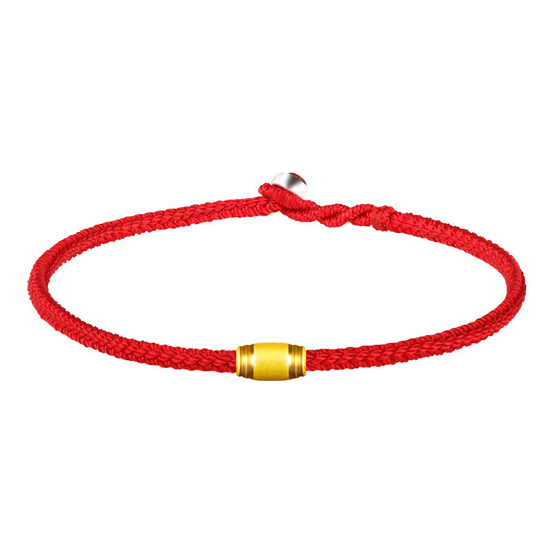 Pulsera de cuerda roja con nudo de paz de ocho hilos, cuentas de la suerte de oro 999 con Buddha Stones