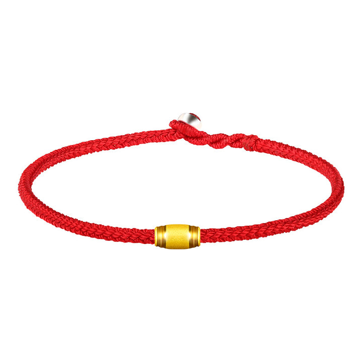 Pulsera de cuerda roja con nudo de paz de ocho hilos, cuentas de la suerte de oro 999 con Buddha Stones
