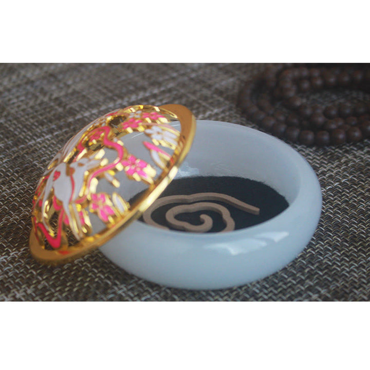 Quemador de incienso de meditación curativa de cristal Liuli de zorro de nueve colas con Buddha Stones