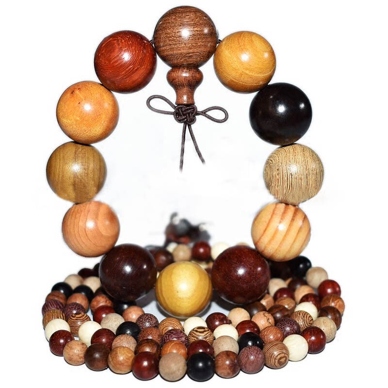 Pulsera de meditación de bendición Mala de madera de wengué con 108 Buddha Stones