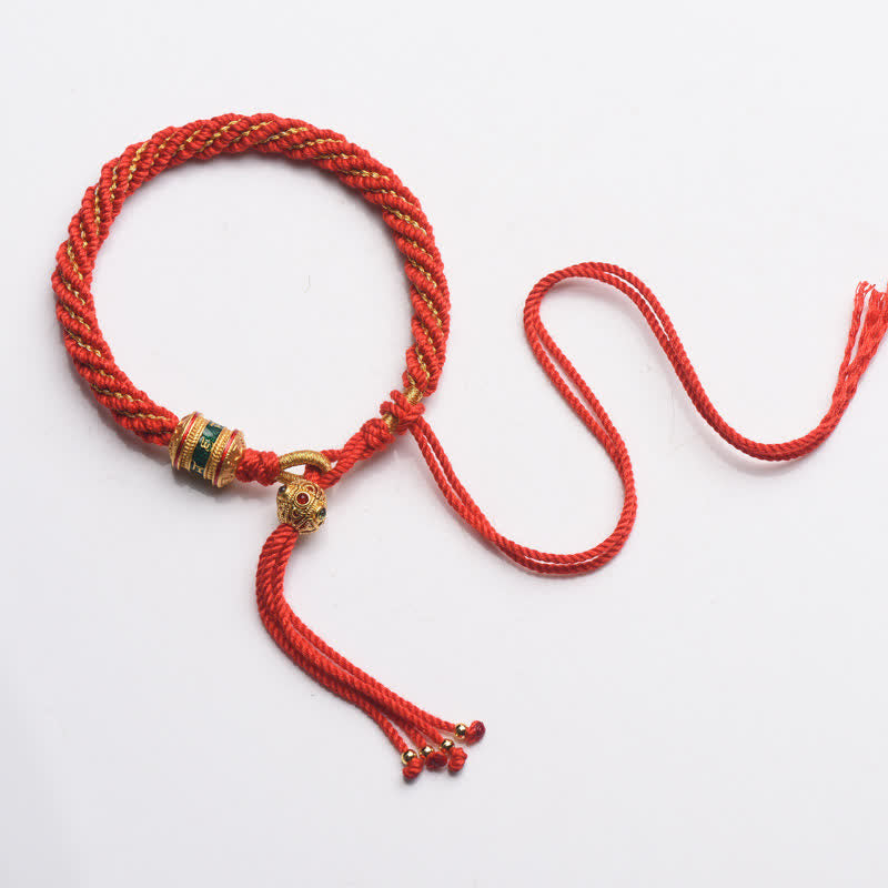 Pulsera de cadena colorida con cuentas de rueda de oración de la suerte hecha a mano tibetana con Buddha Stones