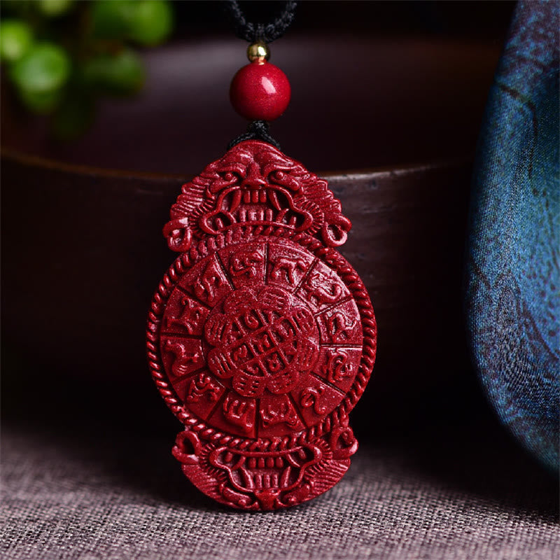 Buddha Stones, Buda sonriente, Yin Yang, calabaza del zodiaco chino, colgante de collar con bendición de cinabrio Natural - Zodíaco chino 37*23*10 mm - image 15