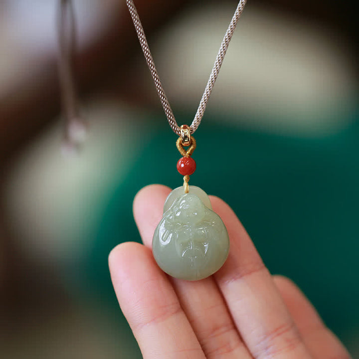 Colgante de collar de cadena de prosperidad de riqueza de jade hetiano de Buda sonriente - image 6