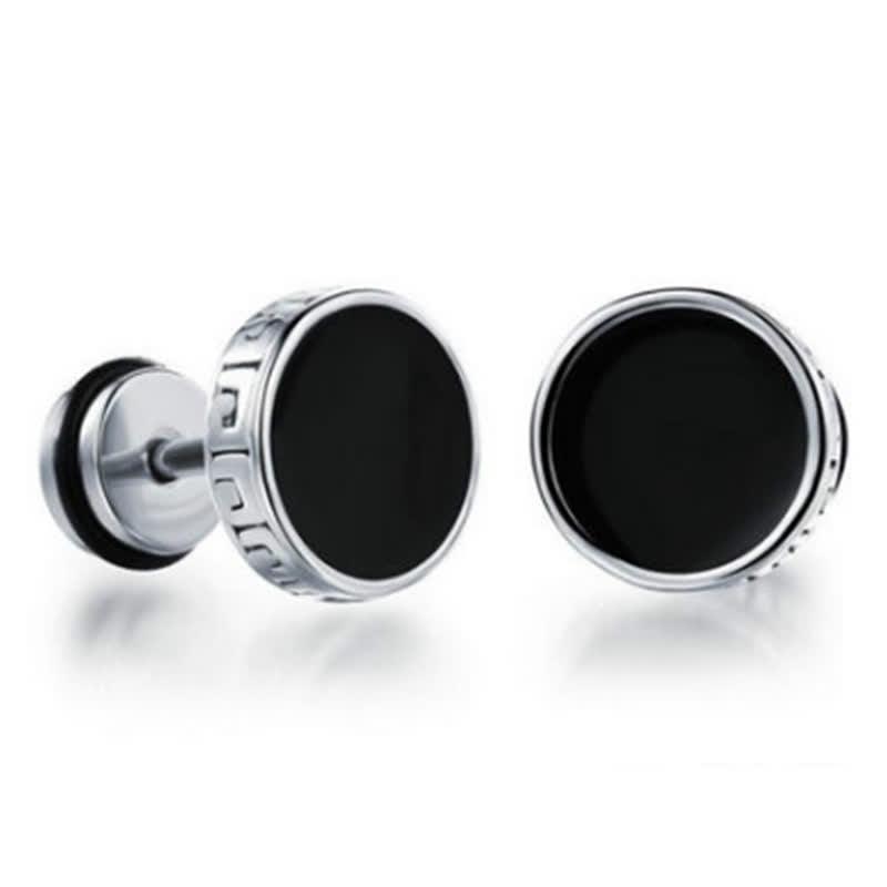 Pendientes redondos de equilibrio de acero titanio para hombre con Buddha Stones - image 4