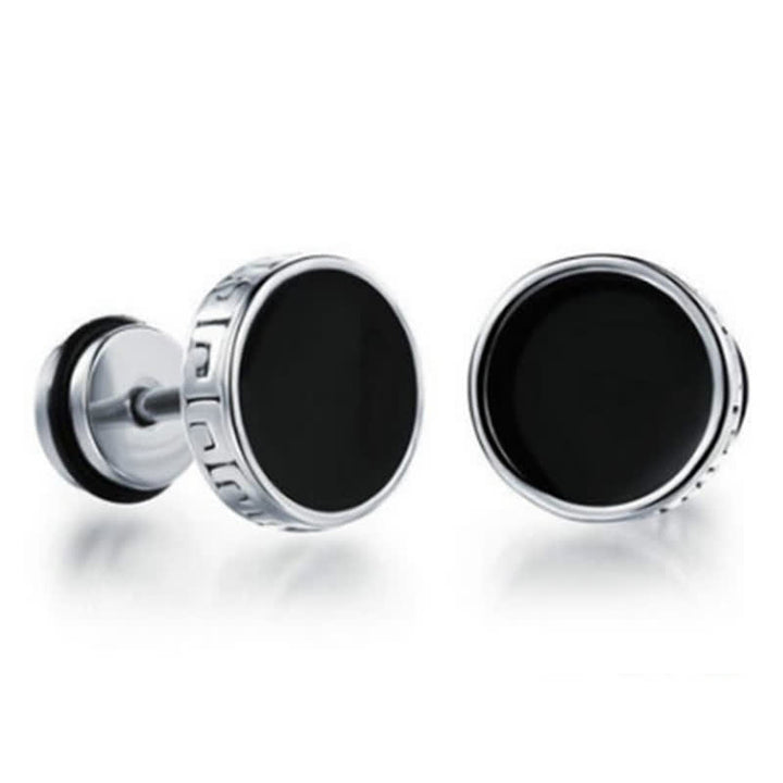 Pendientes redondos de equilibrio de acero titanio para hombre con Buddha Stones - image 4