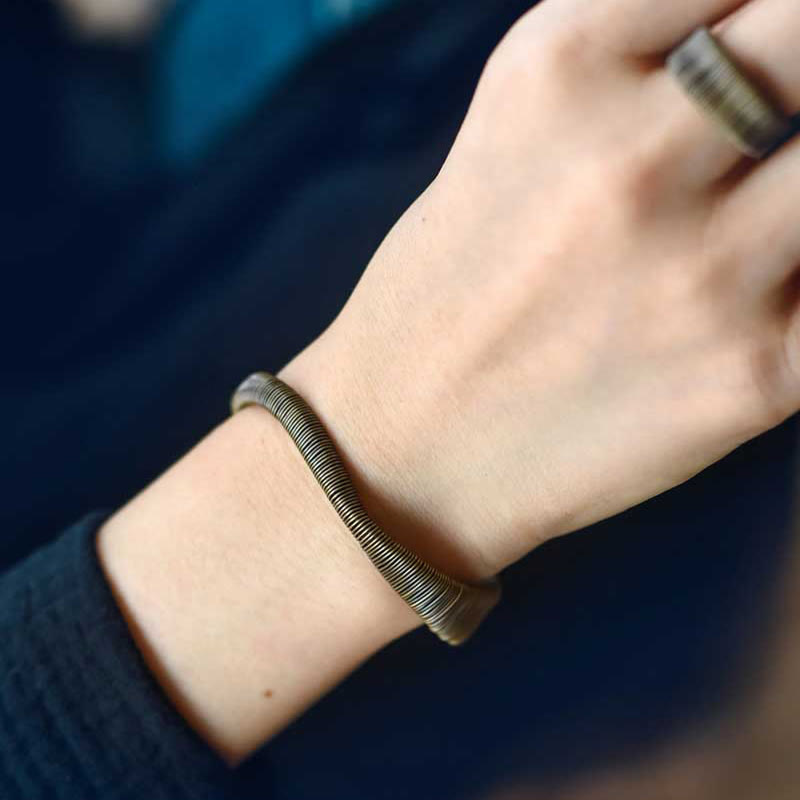 Pulsera ajustable con Buddha Stones, diseño Simple, envuelta en cobre, suerte y riqueza