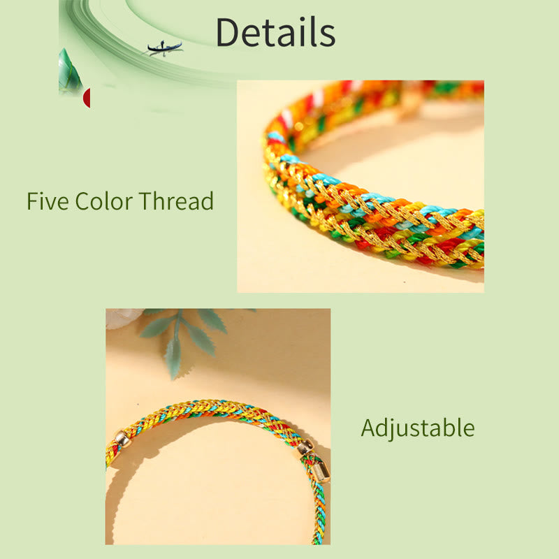 Pulsera hecha a mano para niños y adultos con diseño de Zongzi de cuerda colorida con Buddha Stones