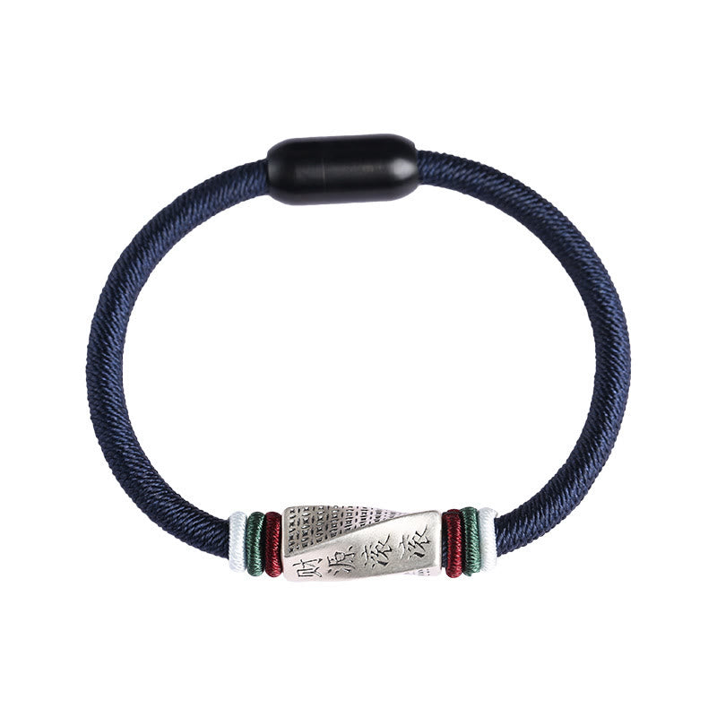 Pulsera con hebilla de cadena de bendición hecha a mano con Buddha Stones de plata de ley 999 con beneficios que fluyen desde todos los lados