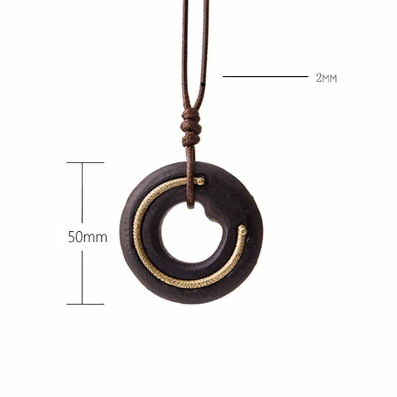 Collar con colgante de madera de ébano con círculo zen y Buddha Stones - image 17