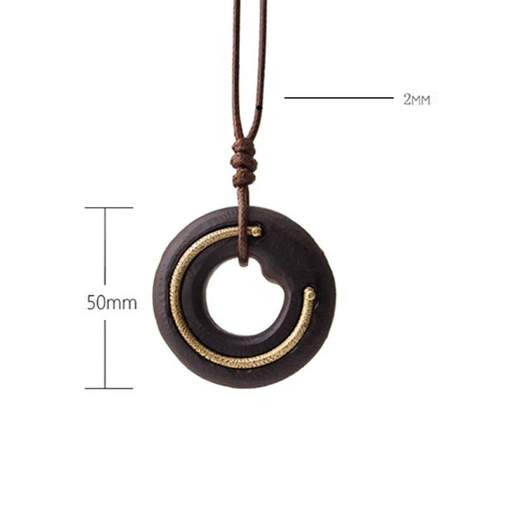 Collar con colgante de madera de ébano con círculo zen y Buddha Stones - image 17