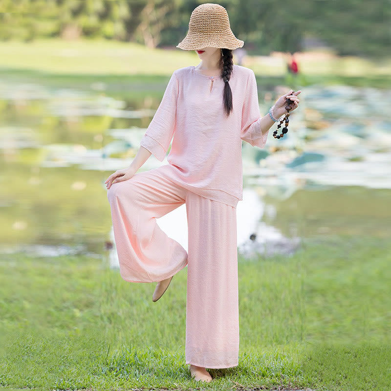 Conjunto de ropa de práctica matutina espiritual Zen para meditación y oración de Tai Chi, conjunto para mujer - image 23