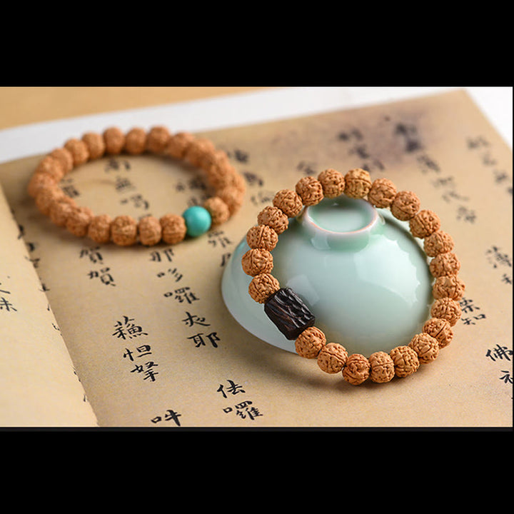 Buddha Stones Tíbet Rudraksha Bodhi Semilla Riqueza Pulsera auspiciosa