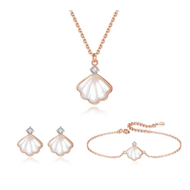 Juego de joyas de plata de ley 925 con Buddha Stones, concha de piedra Tridacna, colgante, pulsera, pendientes