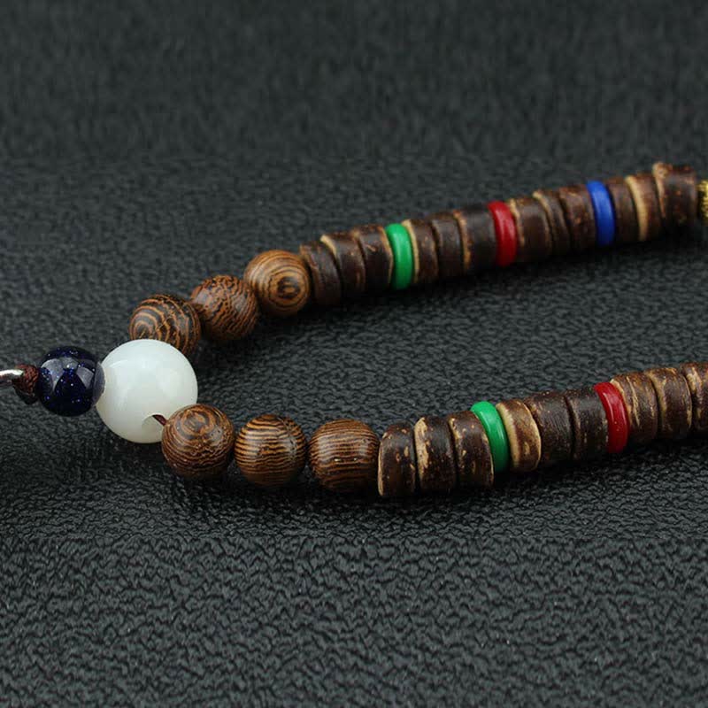 Buddha Stones tibetano Om Mani Padme Hum rueda de oración rotación Vajra collar de madera colgante - image 10