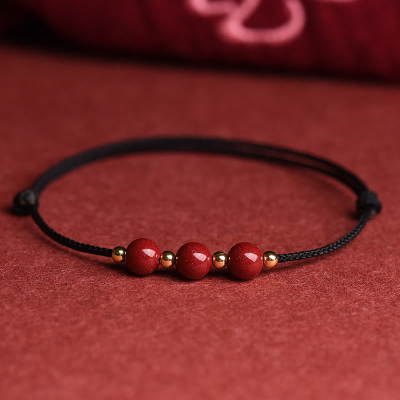 Pulsera tobillera con cuentas de cinabrio de la suerte naturales con Buddha Stones