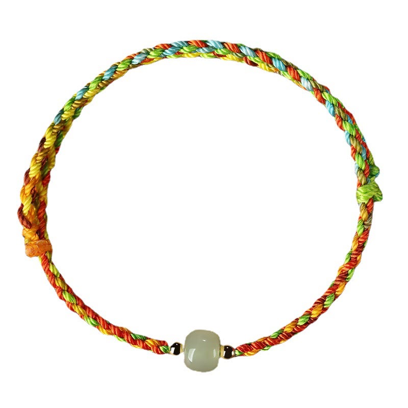 Pulsera de abundancia de cuentas de jade de la suerte de cuerda colorida de Buddha Stones