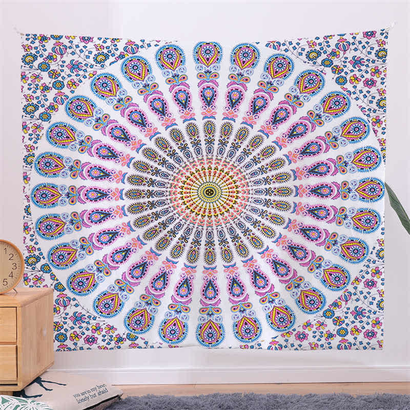 Tapiz con diseño de Mandala bohemio para colgar en la pared, arte de pared, enfoque creativo, decoración para sala de estar y hogar