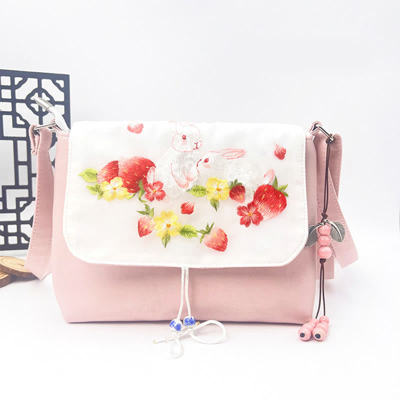 Buddha Stones Camelia bordada Epiphyllum Gardenia Sakura Flores Bolso bandolera Bolso de hombro Bolso para teléfono móvil