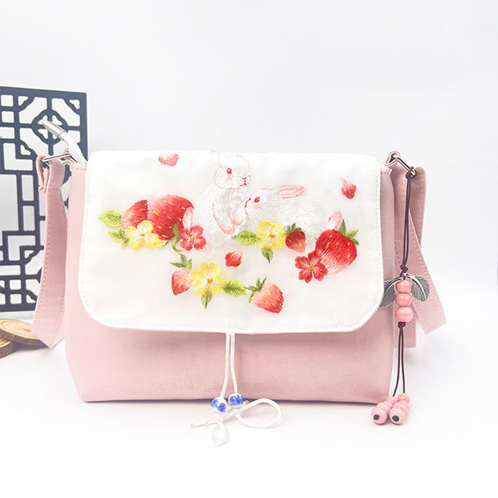 Buddha Stones Camelia bordada Epiphyllum Gardenia Sakura Flores Bolso bandolera Bolso de hombro Bolso para teléfono móvil
